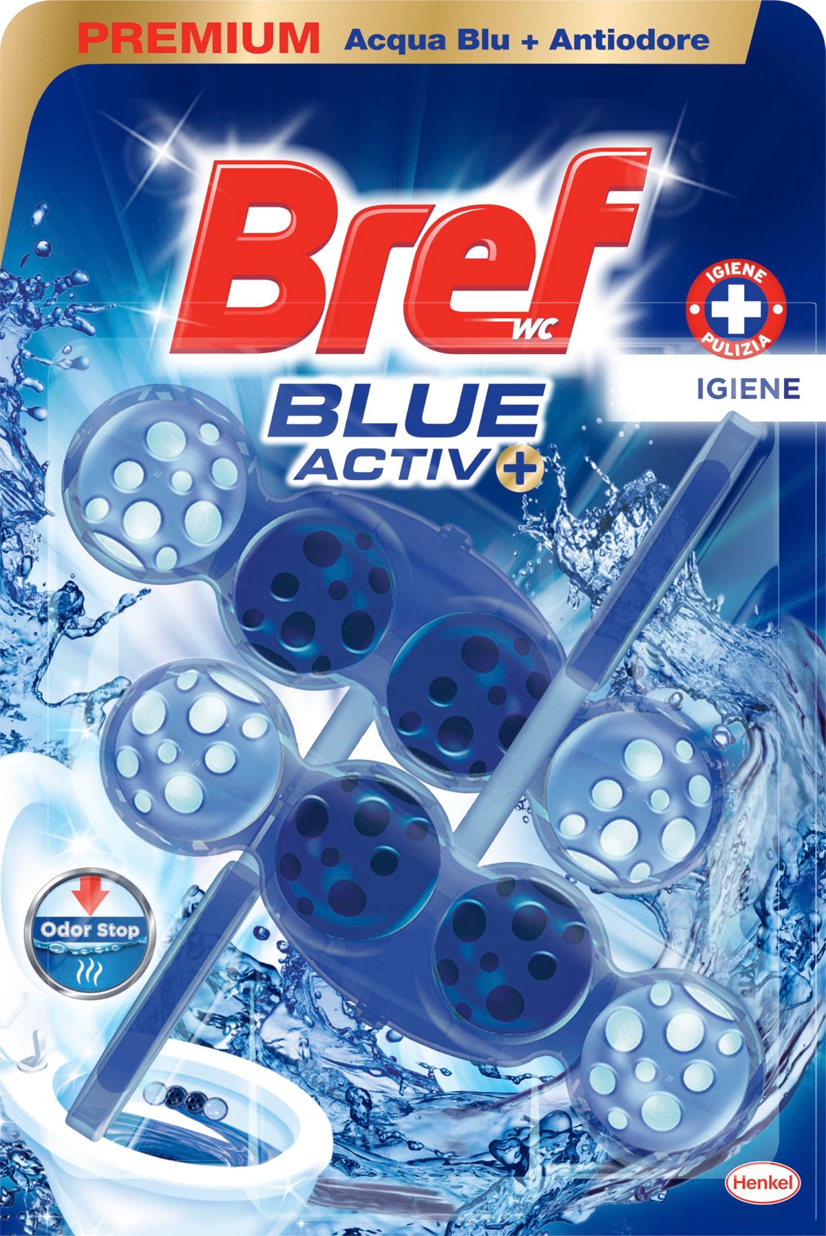 Bref WC Blue Activ + Detergente WC, Pulizia e Freschezza per il tuo WC, 6 confezioni da 2 pezzi