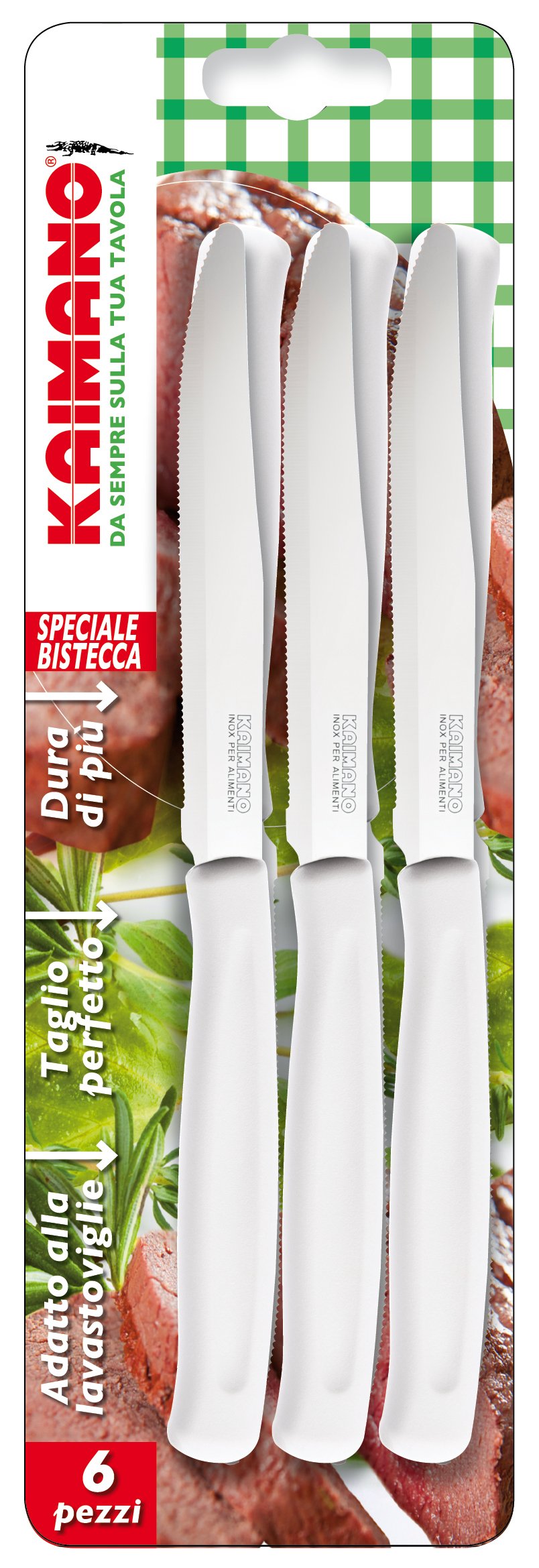 Kaimano KDN041806W COLTELLI Bist.DINAMIK Bianco CF.6, Metallo, Standard, One Size, 6 unità