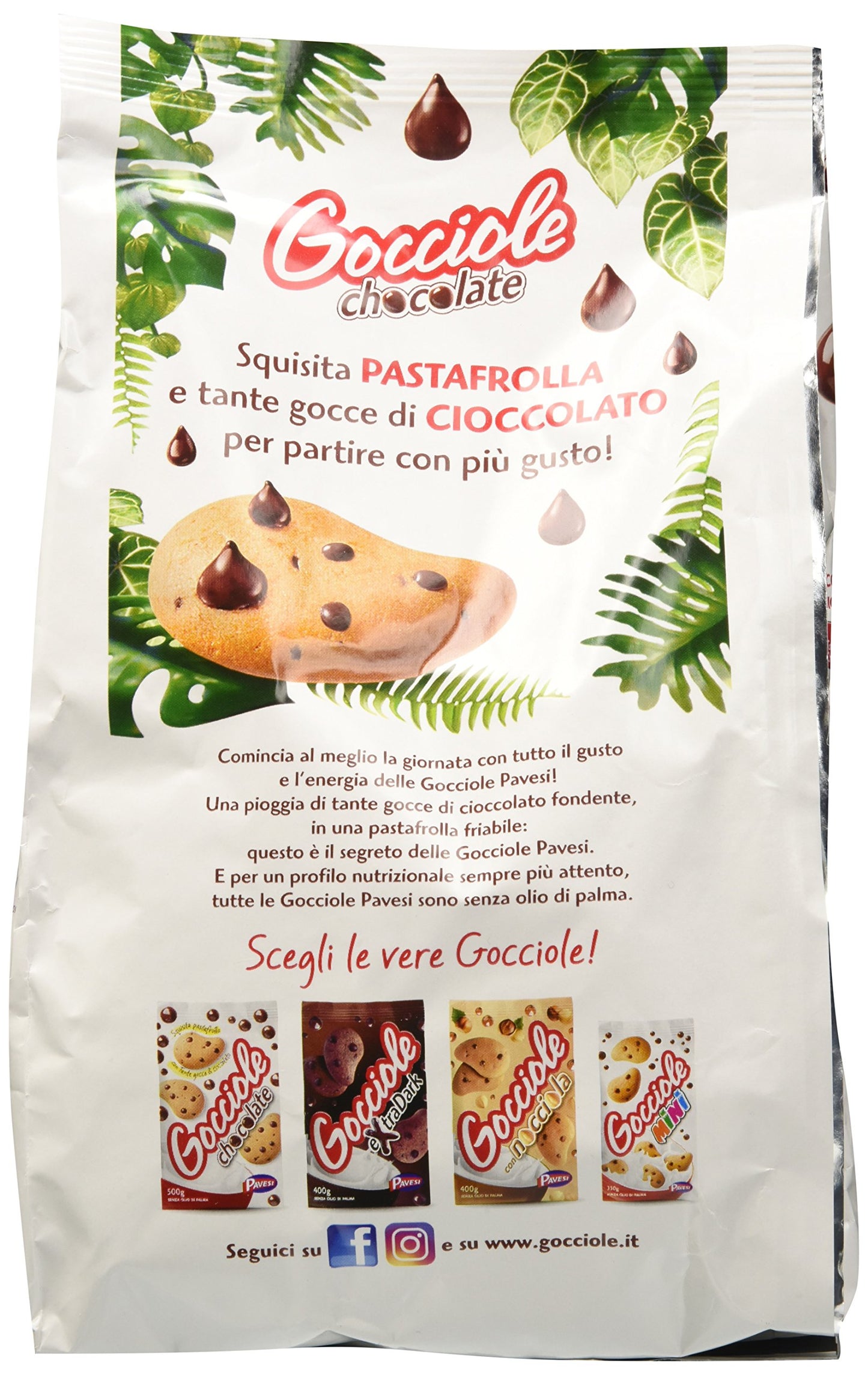 Pavesi Biscotti Frollini Gocciole Cioccolato, 12 Pack da 500 g Senza Olio di Palma