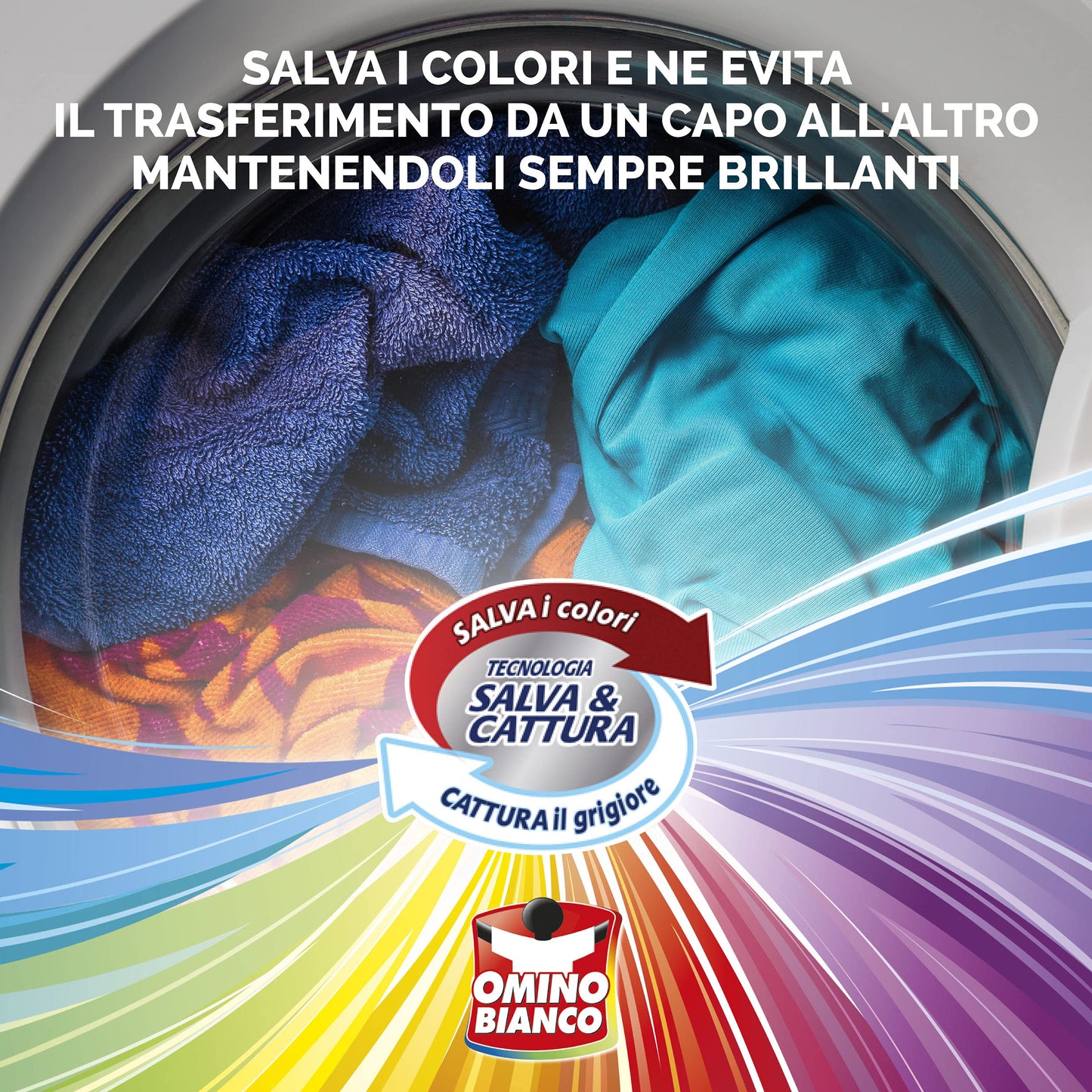 Omino Bianco - Detersivo Lavatrice Liquido Color+, 240 Lavaggi, Specifico per Capi Colorati, Tecnologia Salva i Colori e Cattura il Grigiore, 2000 ml x 6 Confezioni