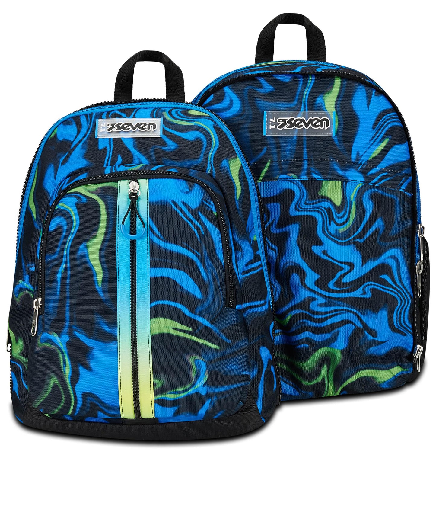 Seven Zaino Scuola Adavanced Detach, Nero Blu, Multi-Shade Boy, Doppio Scomparto Con Tasca Staccabile Uso Zainetto, Tasca Porta PC, Tasca Porta Borraccia, Zaino Medie e Superiori, Bambino Ragazzo