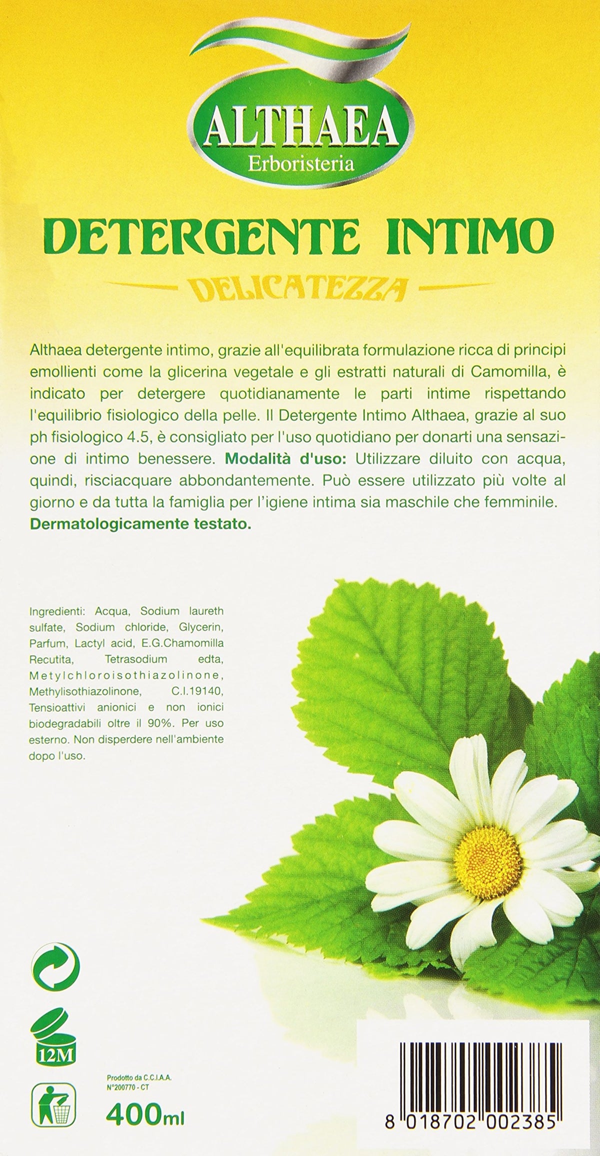 Althaea - Detergente Intimo, Con Estratto Naturale Di Camomilla - 400 Ml