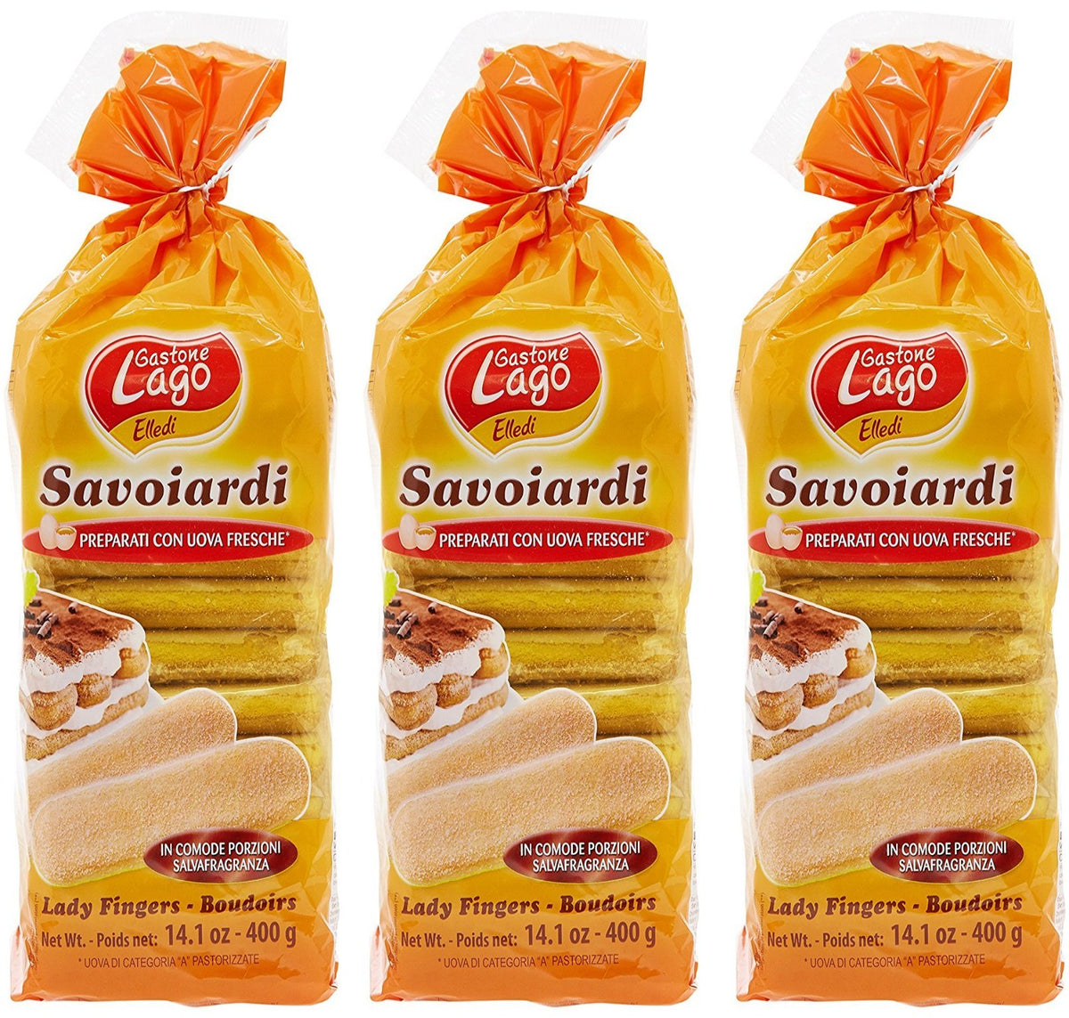 Gastone Lago: Savoiardi Ladyfingers (in inglese britannico spugna dita) 399,7 g (400 gr) Confezioni (confezione da 3)