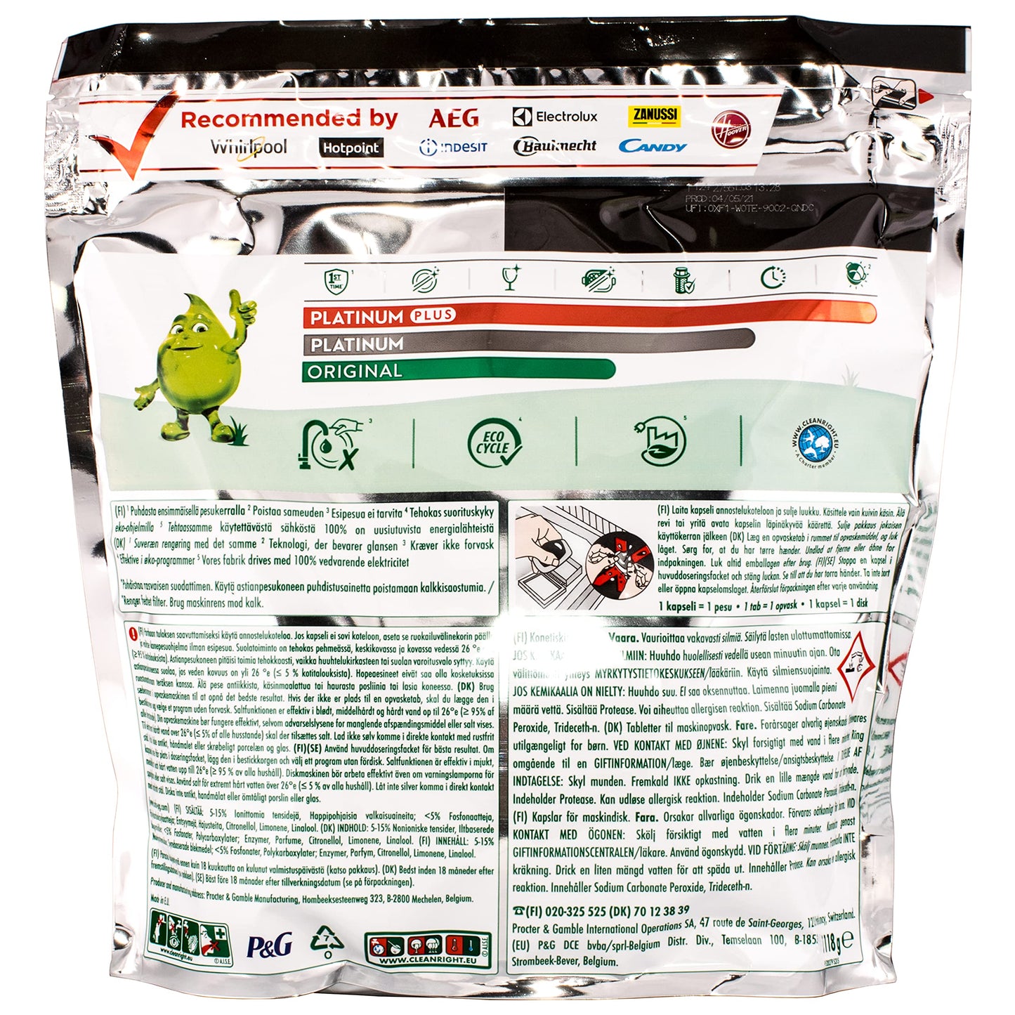 Fairy Platinum All-in-one Pastiglie per lavastoviglie, Confezione da 75 caps