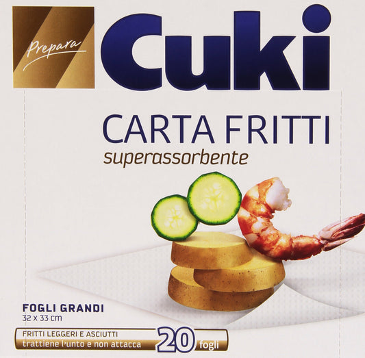 Cuki - Carta Fritti, Superassorbente, 32x33 cm - 4 confezioni da 20 fogli [80 fogli]