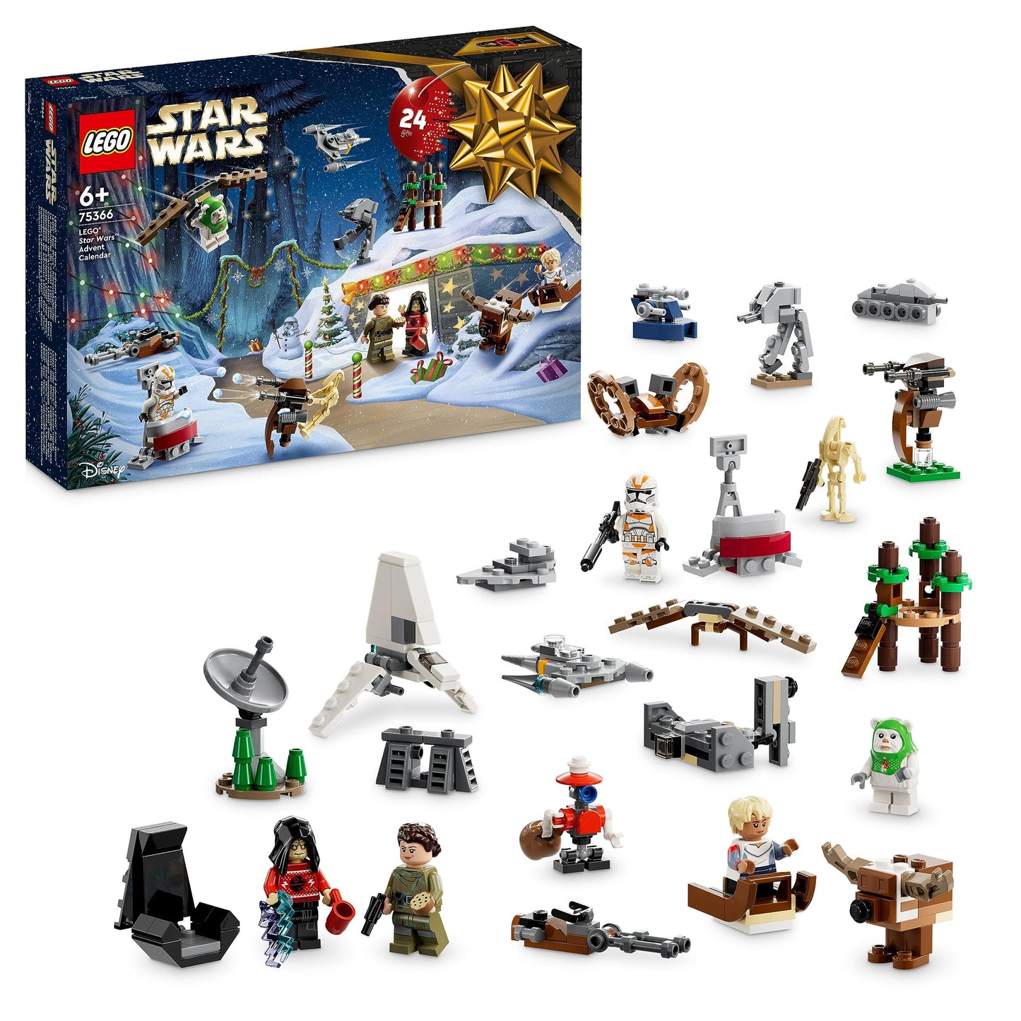 LEGO Star Wars Calendario dell'Avvento 2023 con 24 Regali tra cui 9 Personaggi, 10 Veicoli Giocattolo e 5 Iconici Mini-Modelli, Regalo per il Countdown di Natale per Bambini e Fan 75366