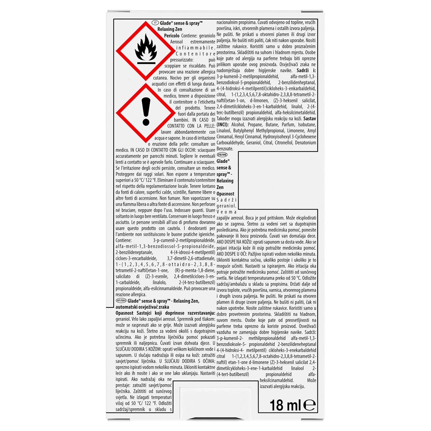 Glade Sense & Spray Base con Ricarica Inclusa Fragranza Relaxing Zen 1, Confezione da 1 Erogatori + 1 Ricarica 18ml