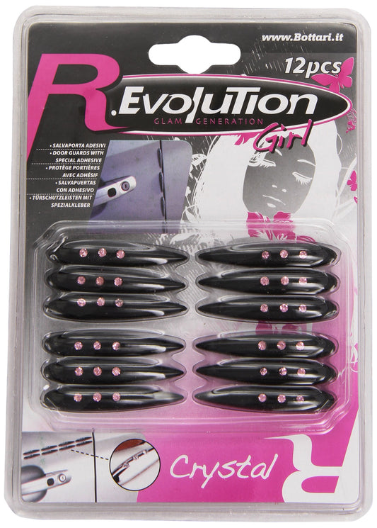 Bottari 29042 29042 12Pz. Salvaporta Crystal - Adesivi - Colore Nero/Cristallo Rosa, Nero, Set di 12