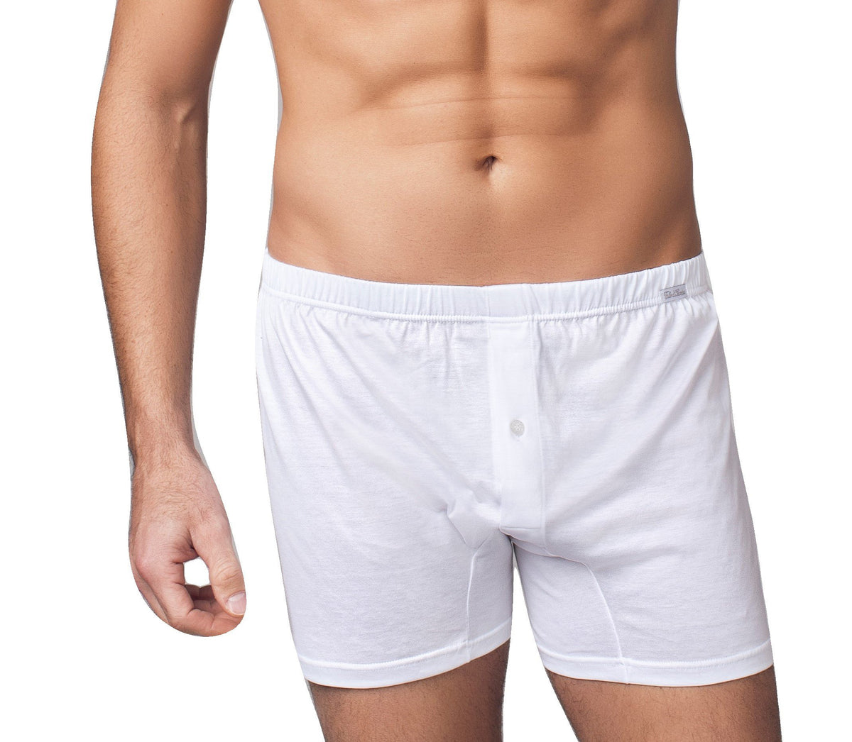 Nottingham 3 Boxer Uomo in Cotone Filo di Scozia con Apertura Anteriore e Bottoni, Colore Bianco