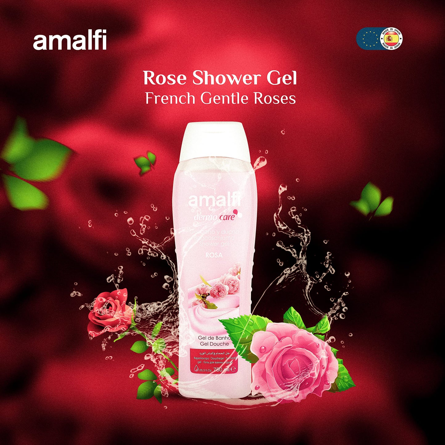 Amalfi Dermo Care Bagnoschiuma Rosa, 750 ml