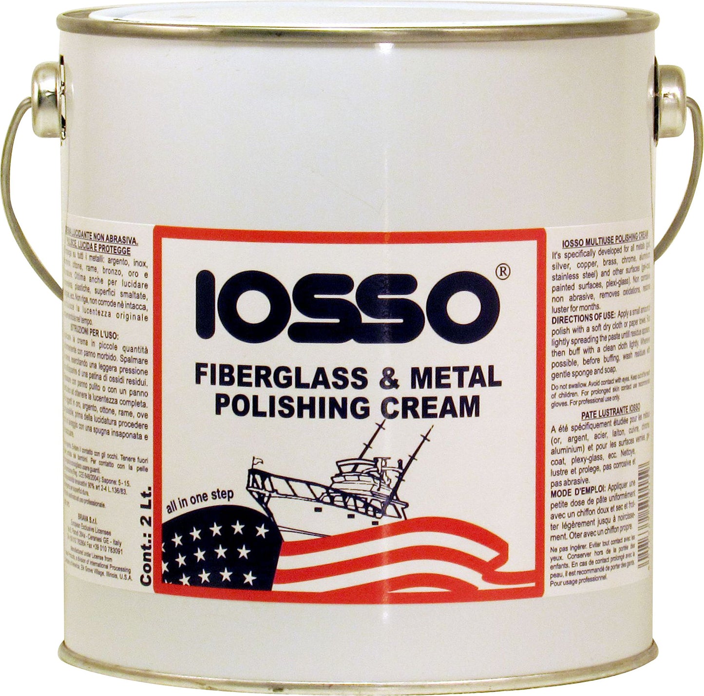 Iosso Fiberglass & Metal Polish, Pasta Lucidante per vetroresina e metalli, 2000 ml