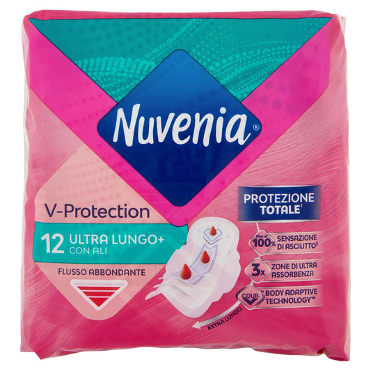 Nuvenia - Ultra Sottile, Assorbenti Super Lunghi, con Ali - 12 assorbenti