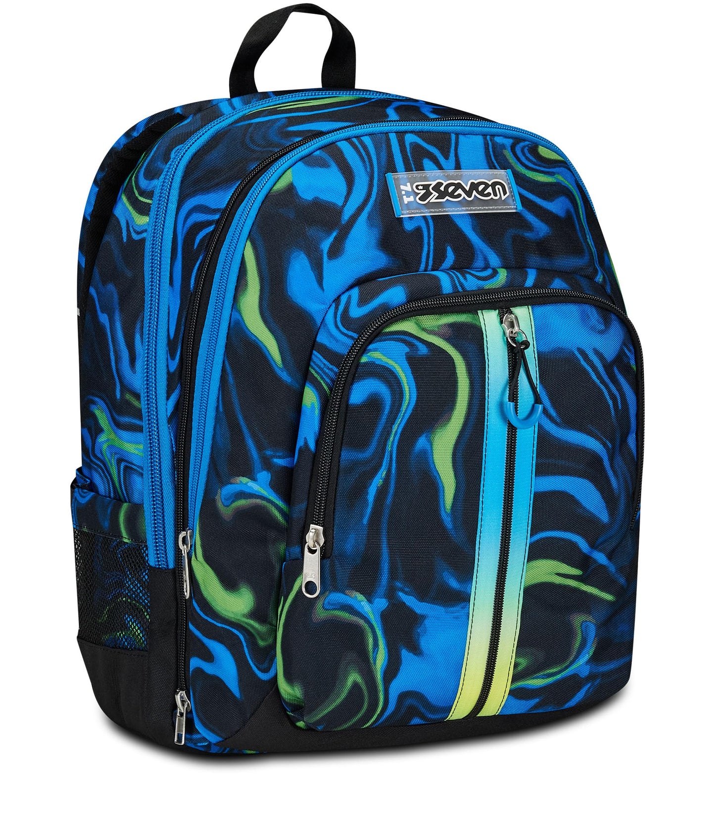 Seven Zaino Scuola Adavanced Detach, Nero Blu, Multi-Shade Boy, Doppio Scomparto Con Tasca Staccabile Uso Zainetto, Tasca Porta PC, Tasca Porta Borraccia, Zaino Medie e Superiori, Bambino Ragazzo