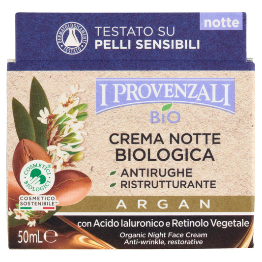 I Provenzali | Crema Notte Antirughe Argan Bio, Ristrutturante, 50 ml