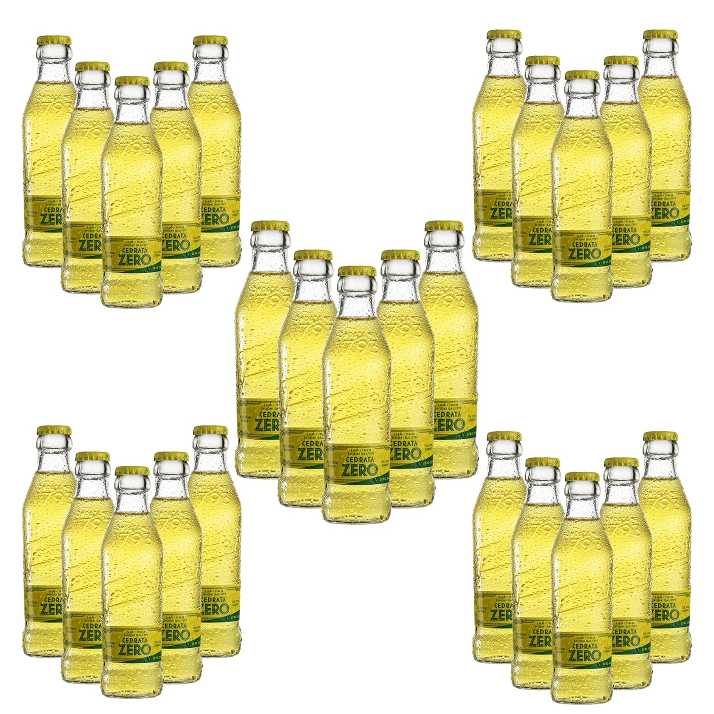 Tassoni Cedrata Zero Zuccheri in Bottiglietta in Vetro 18cl x 25 | Confezione da 25 Bottigliette in Vetro da 180ml