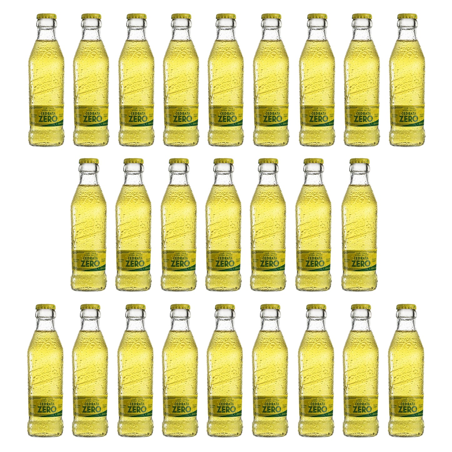 Tassoni Cedrata Zero Zuccheri in Bottiglietta in Vetro 18cl x 25 | Confezione da 25 Bottigliette in Vetro da 180ml