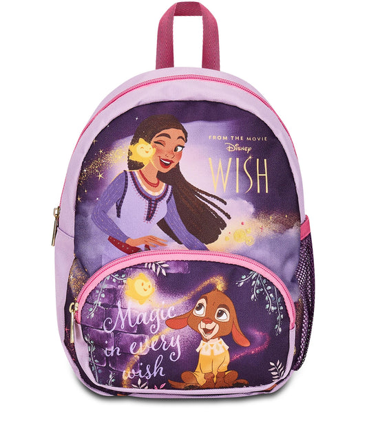 Disney Zaino Asilo Small, WISH, Lilla - Tasche Laterali Porta Borraccia, Tasca Frontale, Zainetto Asilo Bambina - Zaino Scuola Kid - Principesse Disney