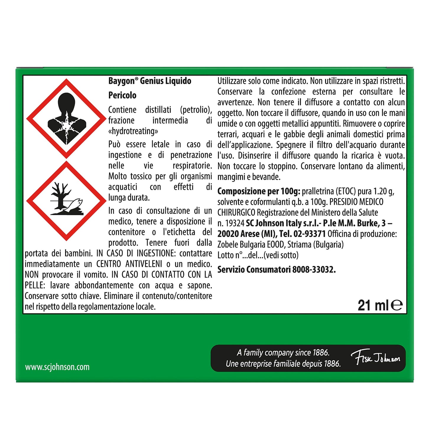 Baygon Genius Liquido, Antizanzare Tigre e Comuni, Azione Rapida, Contiene 1 Diffusore e 1 Ricarica, Durata 30 Notti