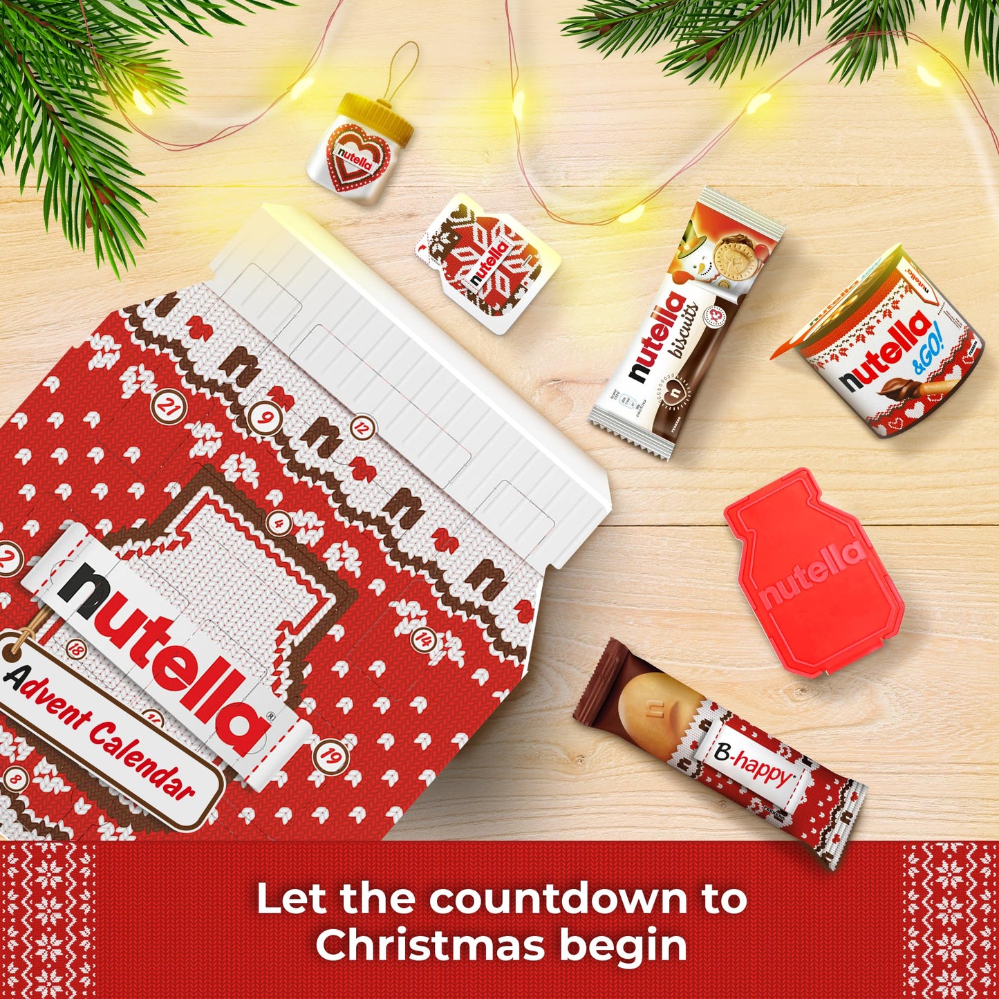 Nutella - Calendario Avvento 2025, 24 Deliziose Sorprese Nutella con Snack e Gadget, Idea Regalo Natale, Confezione da 528 Grammi