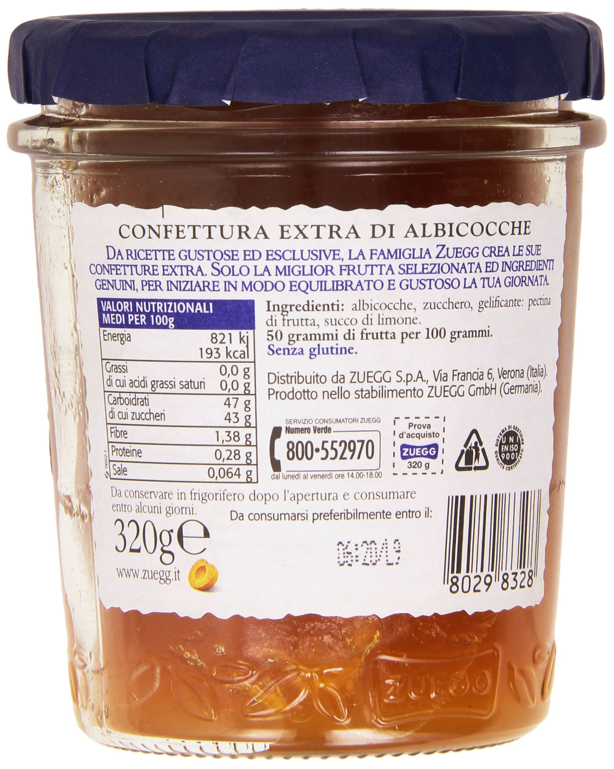 Zuegg Confettura Extra de Albicocche, 6 x 320g