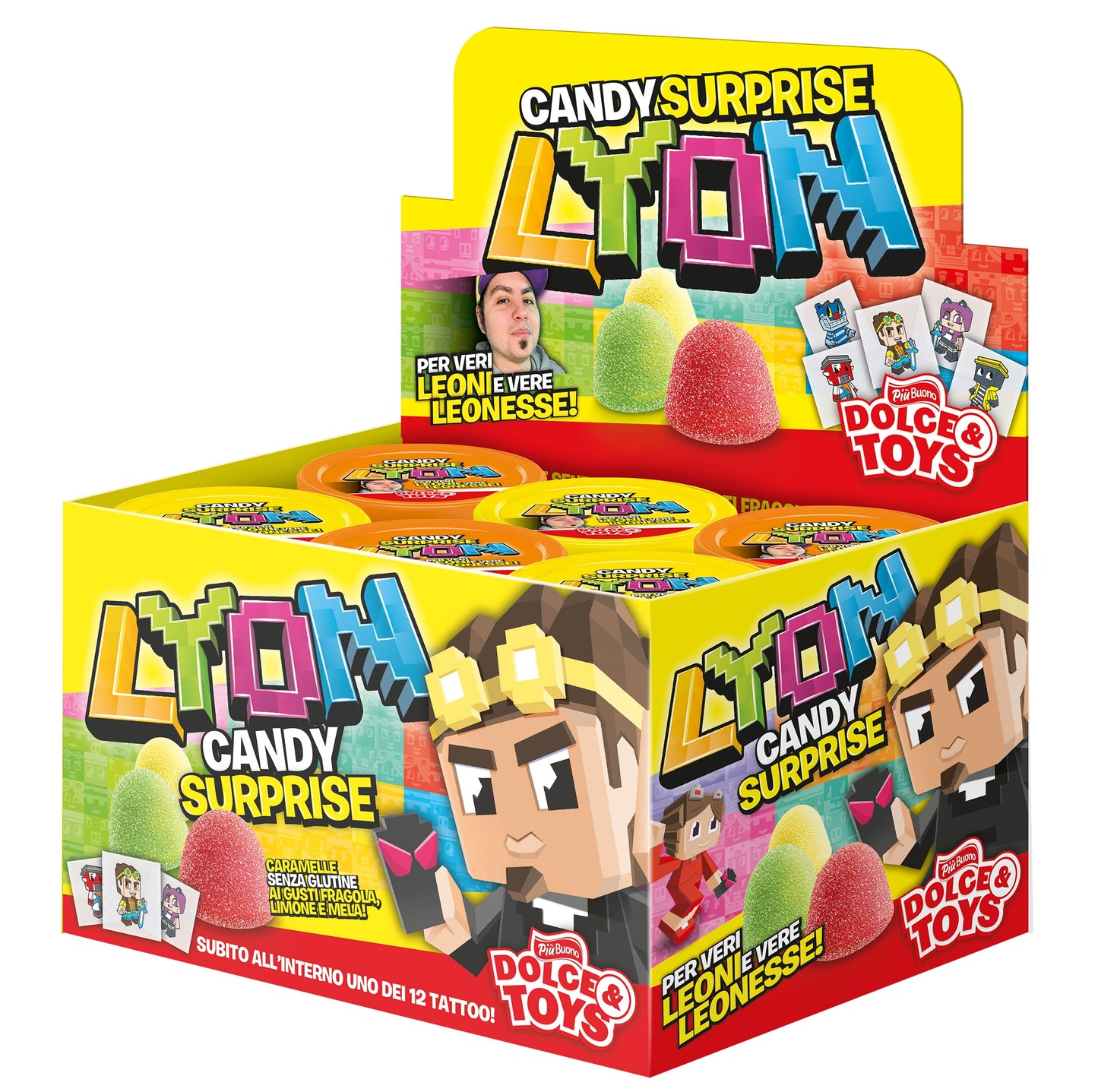 box di 12 pezzi caramelle lyon con sorpresa novità