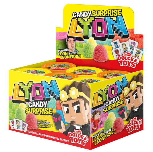 box di 12 pezzi caramelle lyon con sorpresa novità