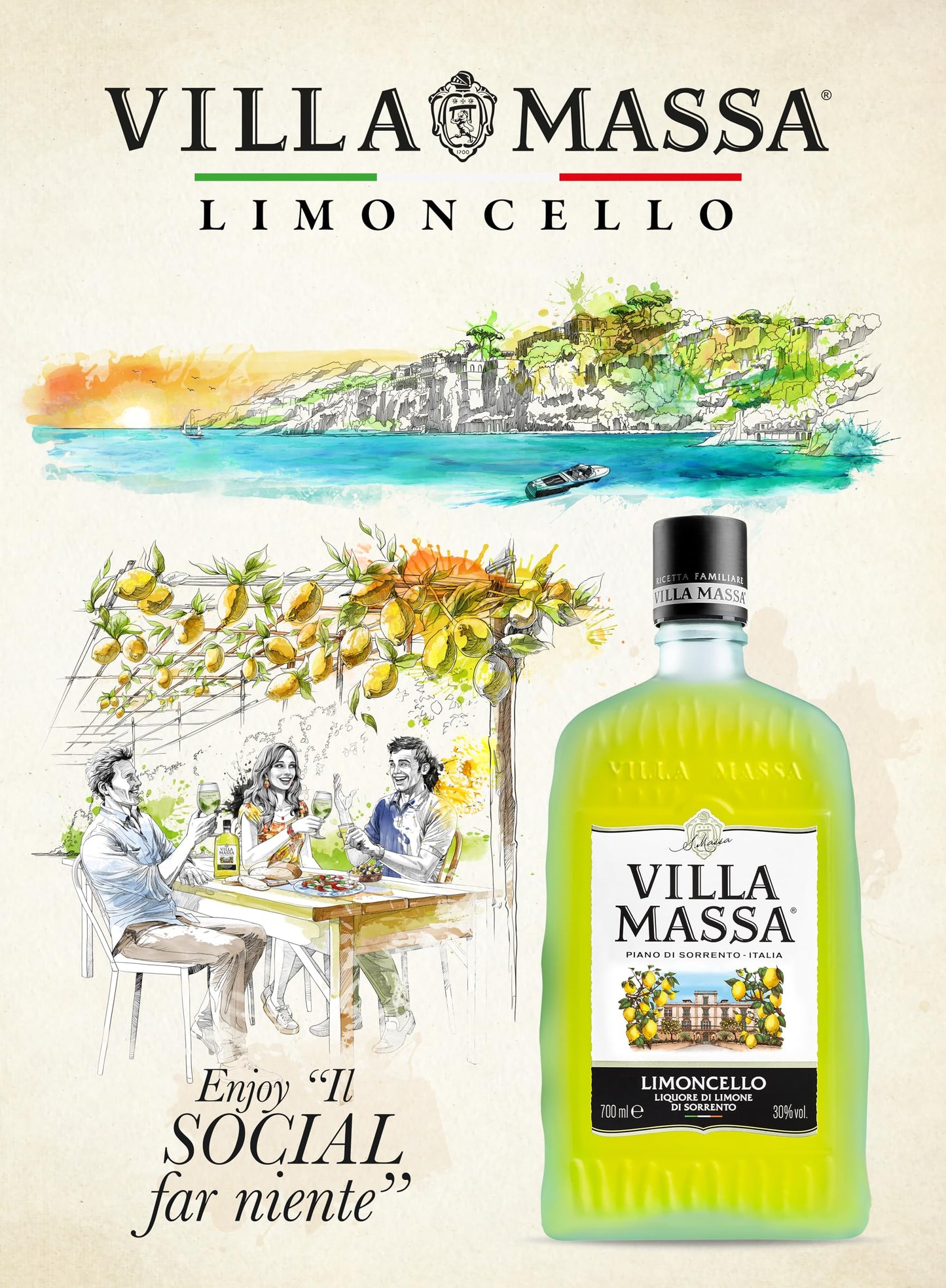 Limoncello Liquore di Limone di Sorrento Villa Massa 0.7 l