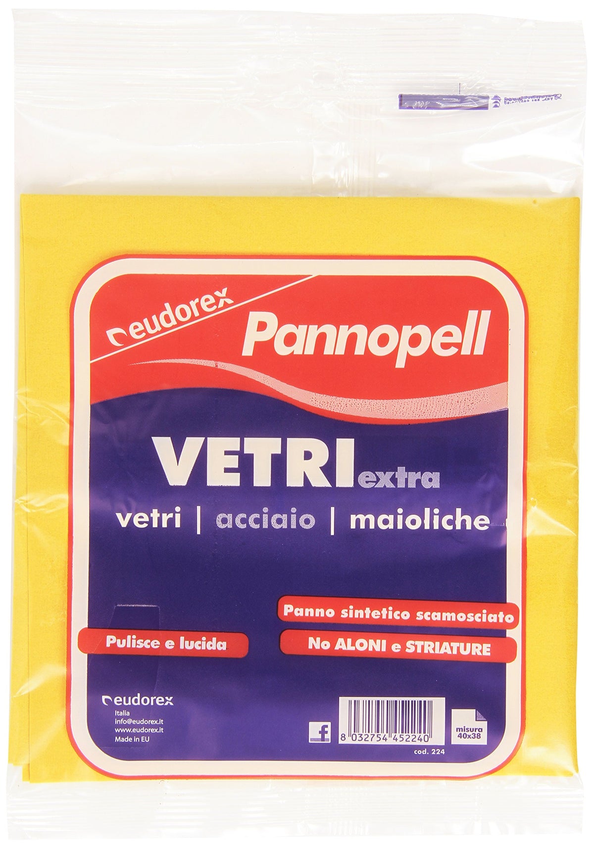 Eudorex - Pannopell, Panno sintetico scamosciato per Vetri, 40x38 - [confezione da 5]