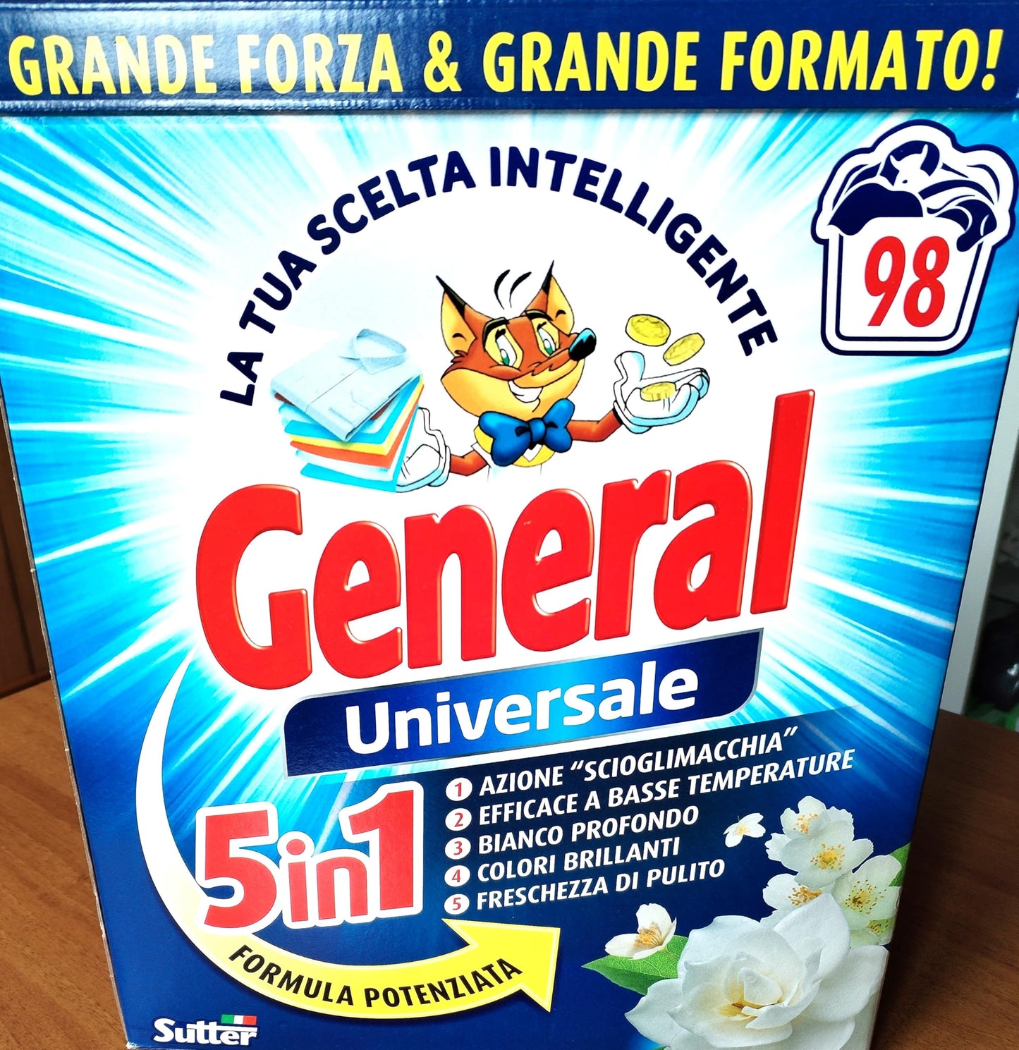 detersivo in lavatrice in polvere General universale 5 in 1-98 lavaggi