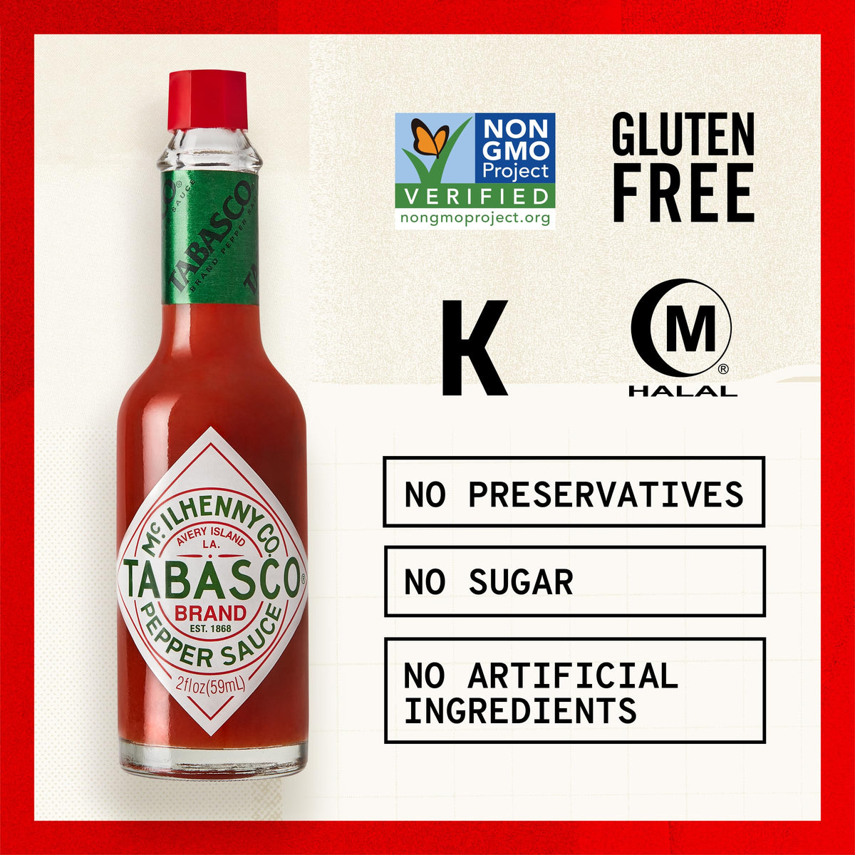 MC Ilhenny Salsa al peperoncino Tabasco, 60 ml, Confezione da 1