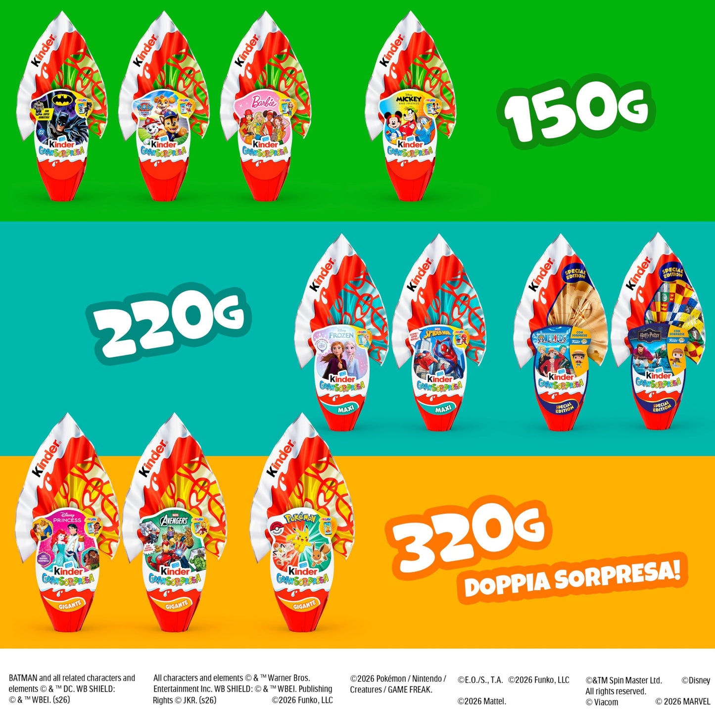 Kinder GranSorpresa Mickey and Friends, Uovo di Pasqua Kinder 2026 di Finissimo Cioccolato al Latte con Sorpresa Mickey and Friends, 150 g