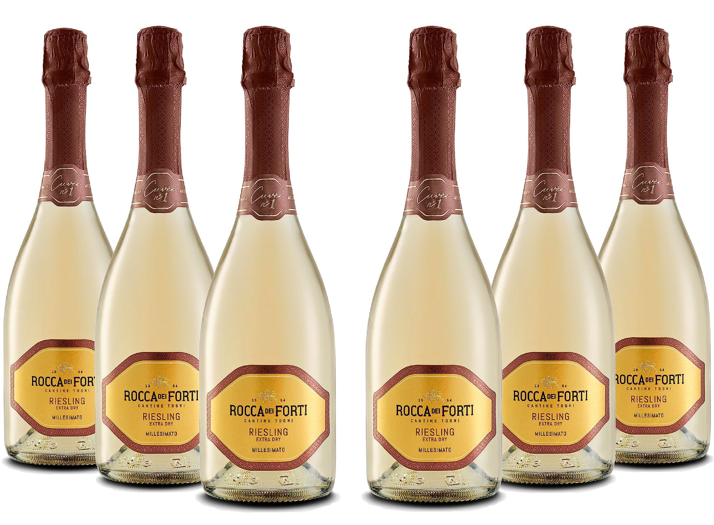Rocca dei Forti Spumante Riesling Cuvèe n°1 Extra Dry Millesimato - Pacco da 6 x 750 ml
