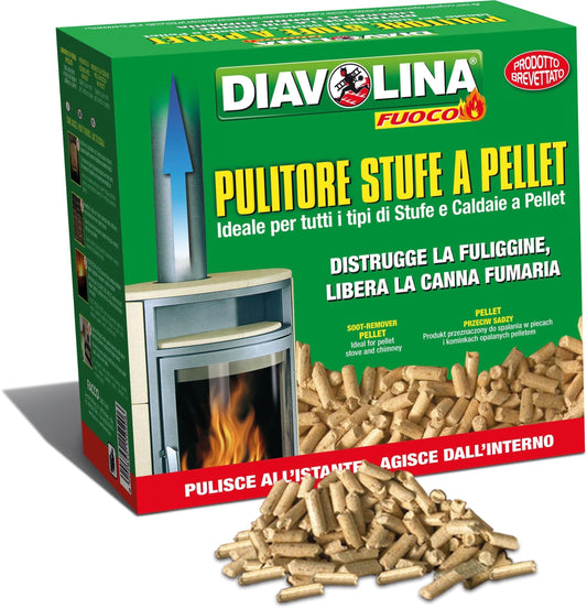 DIAVOLINA PELLET SPAZZACAMINO PER STUFE CALDAIE A PELLET TOGLI FULIGGINE