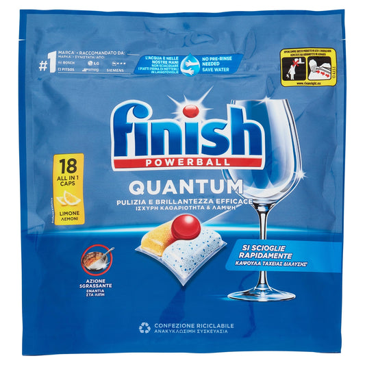 Finish Powerball Quantum Limone, 1 confezione da 18 caps