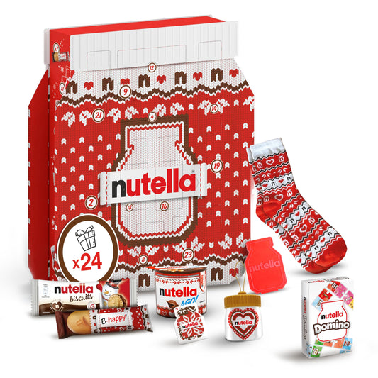 Nutella - Calendario Avvento 2025, 24 Deliziose Sorprese Nutella con Snack e Gadget, Idea Regalo Natale, Confezione da 528 Grammi