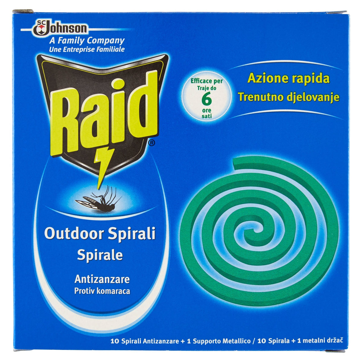 Raid Spirali Antizanzare con Supporto Metallico, Confezione da 10 Pezzi