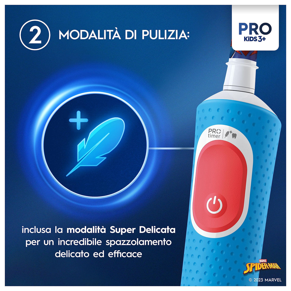 Oral-B Spazzolino Elettrico Ricaricabile Pro Kids Marvel Spiderman, 1 Testina, per Bambini da 3 Anni in Su, 1 Spazzolino