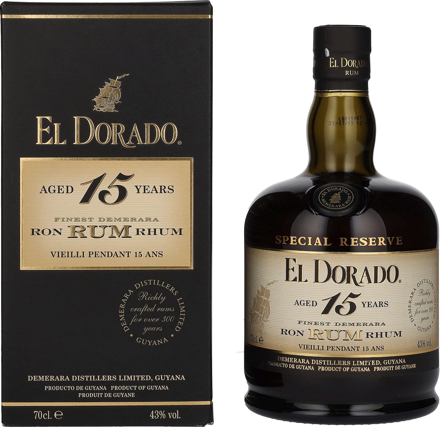 El Dorado 15 Years Old Finest Demerara Rum SPECIAL RESERVE 43% Vol. 0,7l in Giftbox