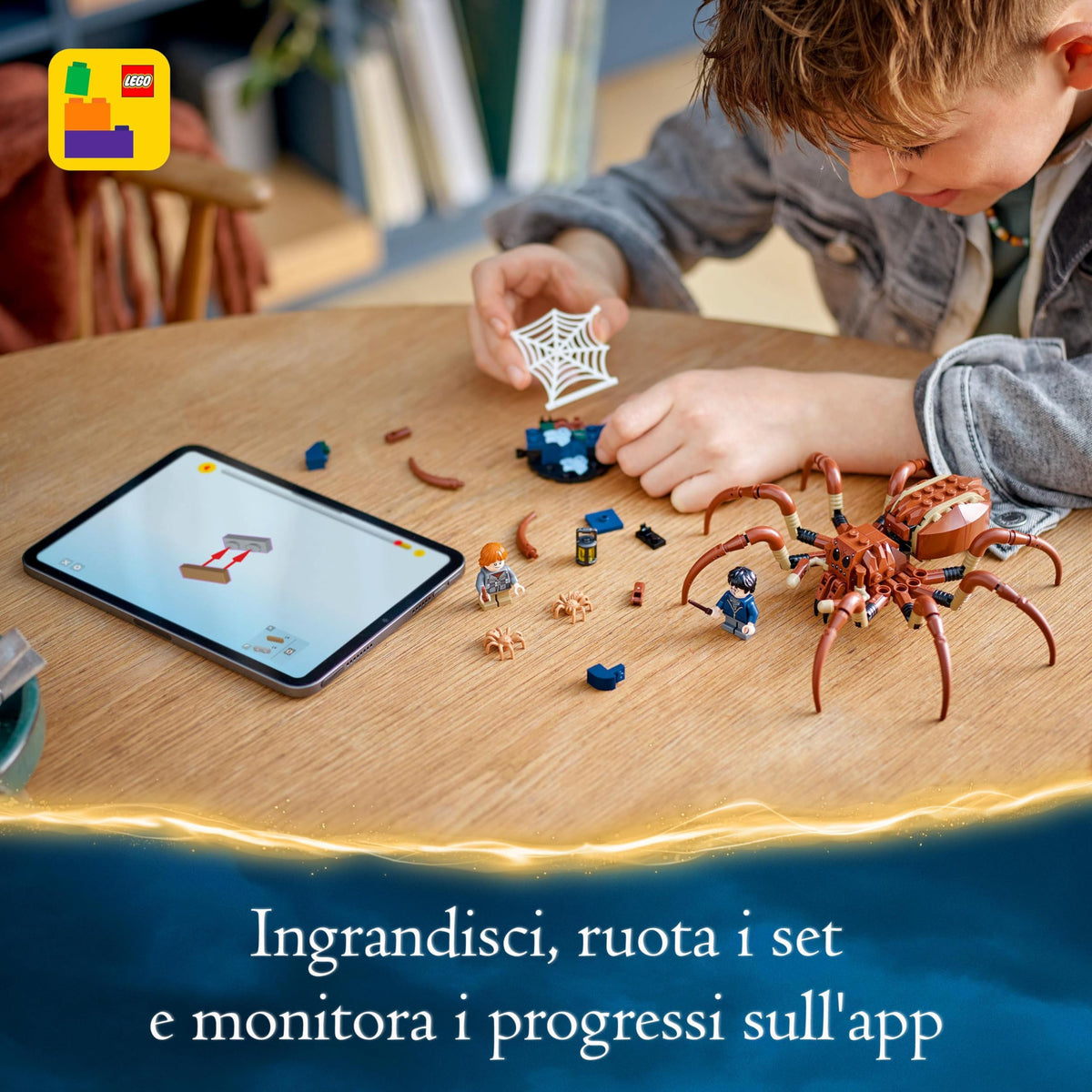 LEGO Harry Potter Aragog nella Foresta Proibita, Grande Ragno Giocattolo da Costruire con Parti Snodabili, Giochi di Magia per Bambini e Bambine da 7 Anni in su con 2 Minifigure e Accessori 76434