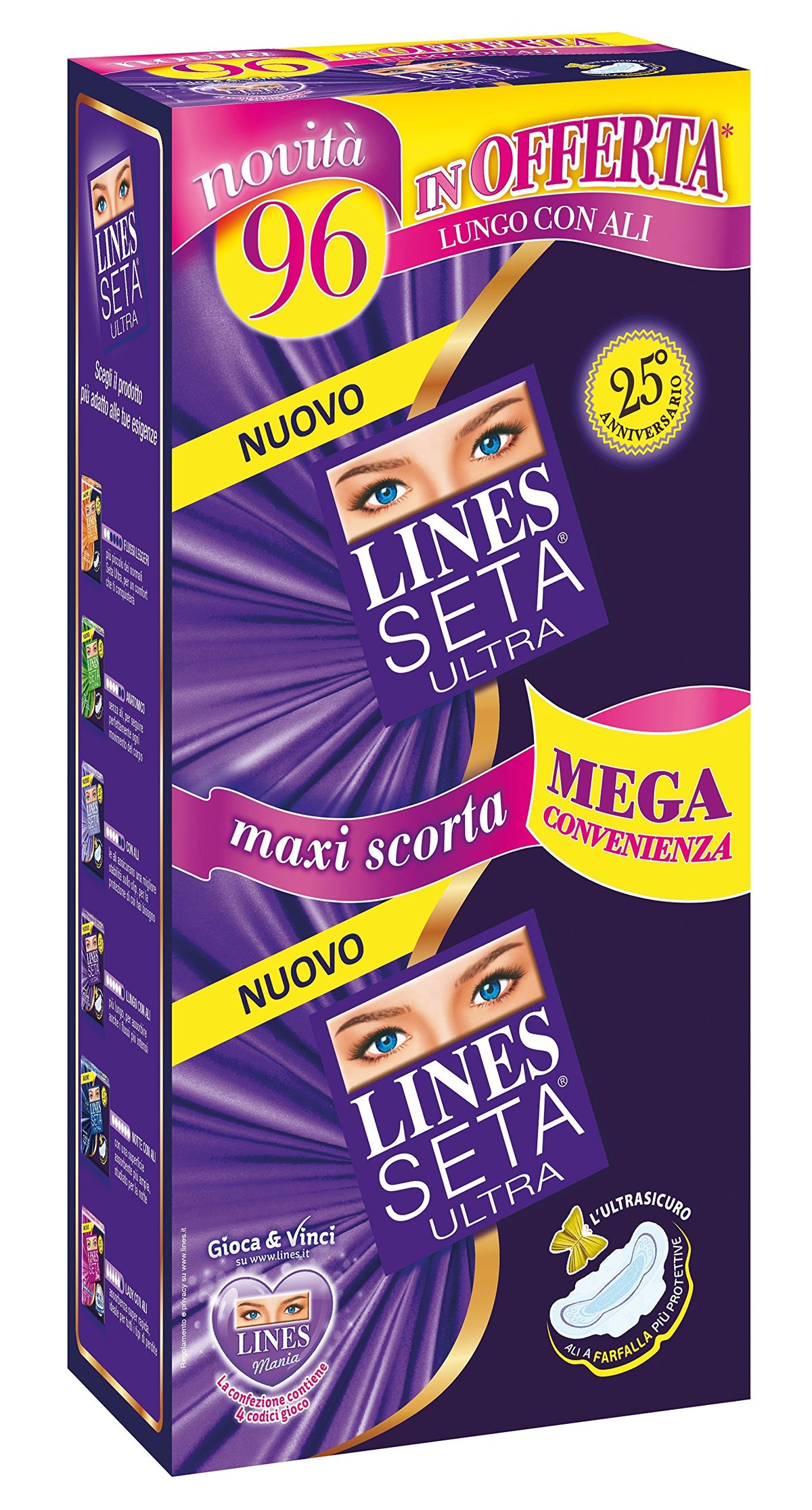 Lines Seta Ultra Quadripack x96 - Assorbenti ultra lungo con ali