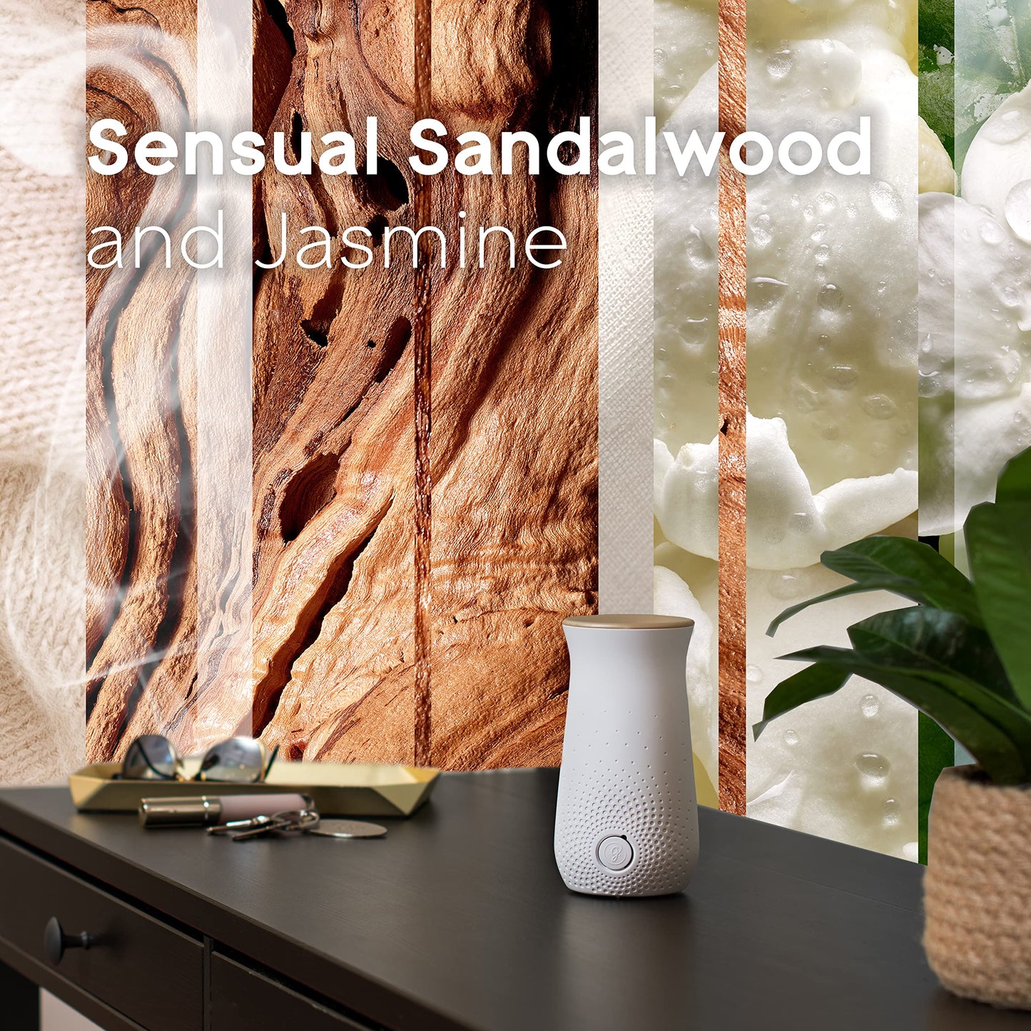 Glade Sense & Spray Profumatore per Ambienti con Oli Essenziali, Fragranza Sensual Sandalwood e Jasmine, Confezione da 3 Ricariche da 18 ml