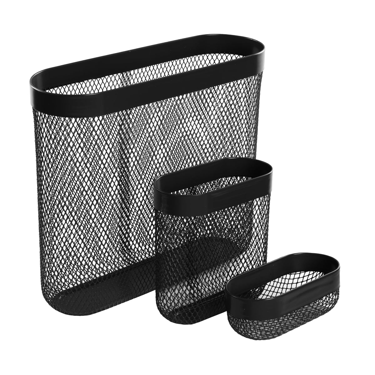 Ikea SKADIS 405.699.43 - Cestini in rete con ganci per pannello forato, nero, grande, medio e piccolo, set da 3