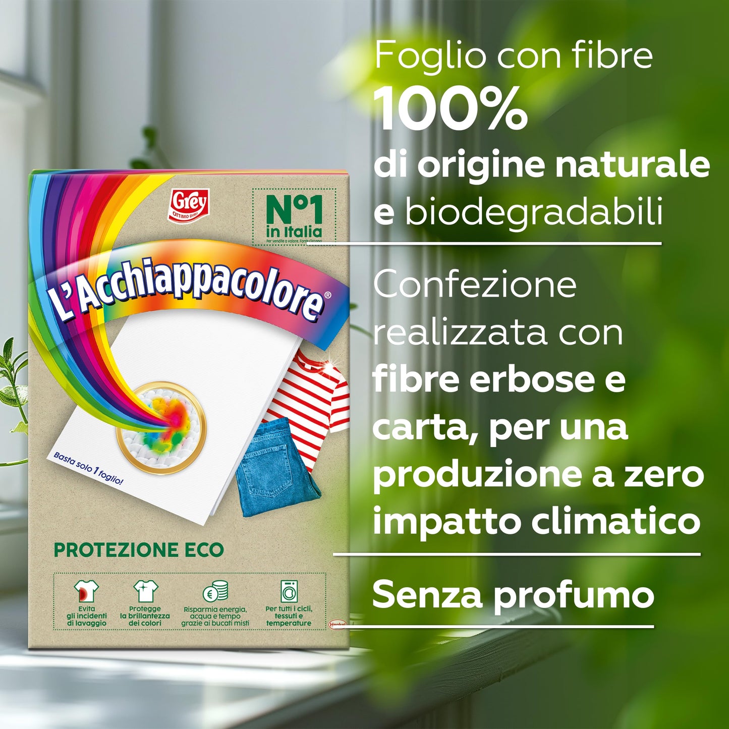 Grey L'Acchiappacolore Protezione ECO, Fogli Cattura Colore Lavatrice Evita Incidenti Lavaggio, Foglietti Acchiappacolore e Anti Sporco, Confezione da 22 fogli