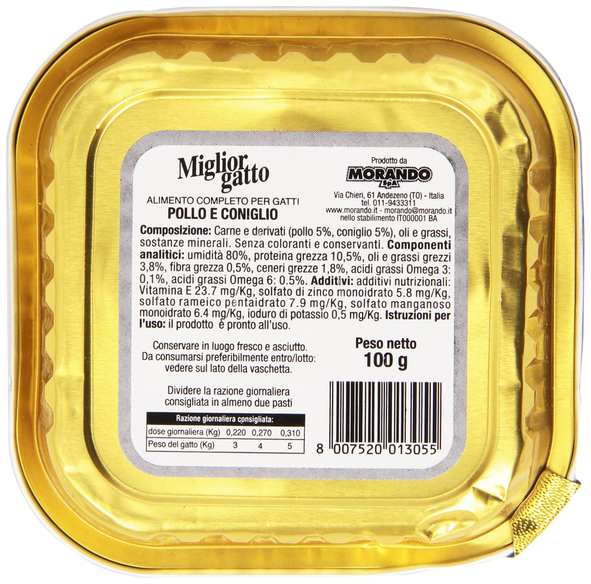 Miglior Gatto - Alimento Completo Per Gatti Adulti, Con Pollo E Coniglio - 32 pezzi da 100 g [3200 g]