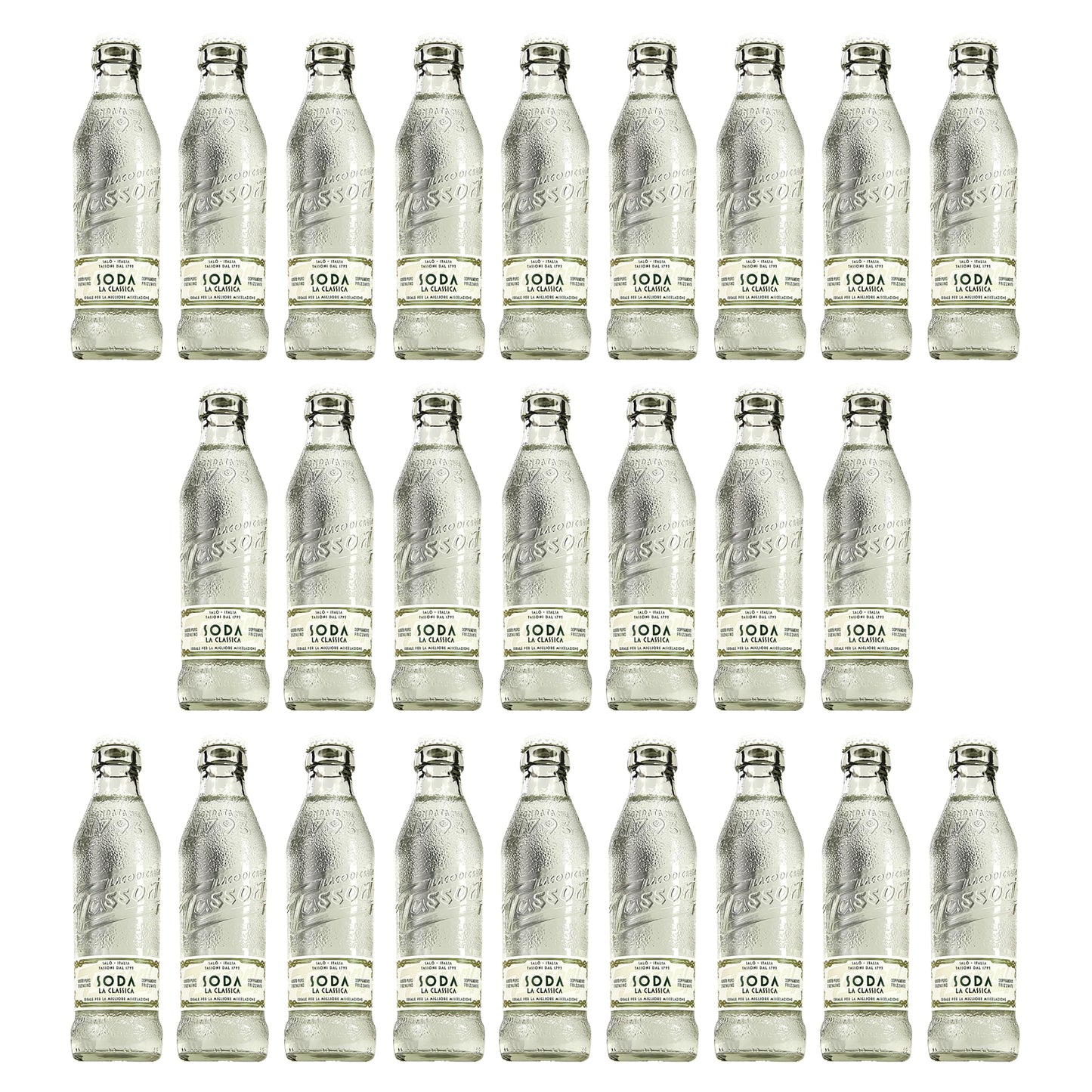 Tassoni Soda La Classica | Bottiglietta in Vetro 18cl x 25 | Confezione da 25 Bottigliette in Vetro da 180ml
