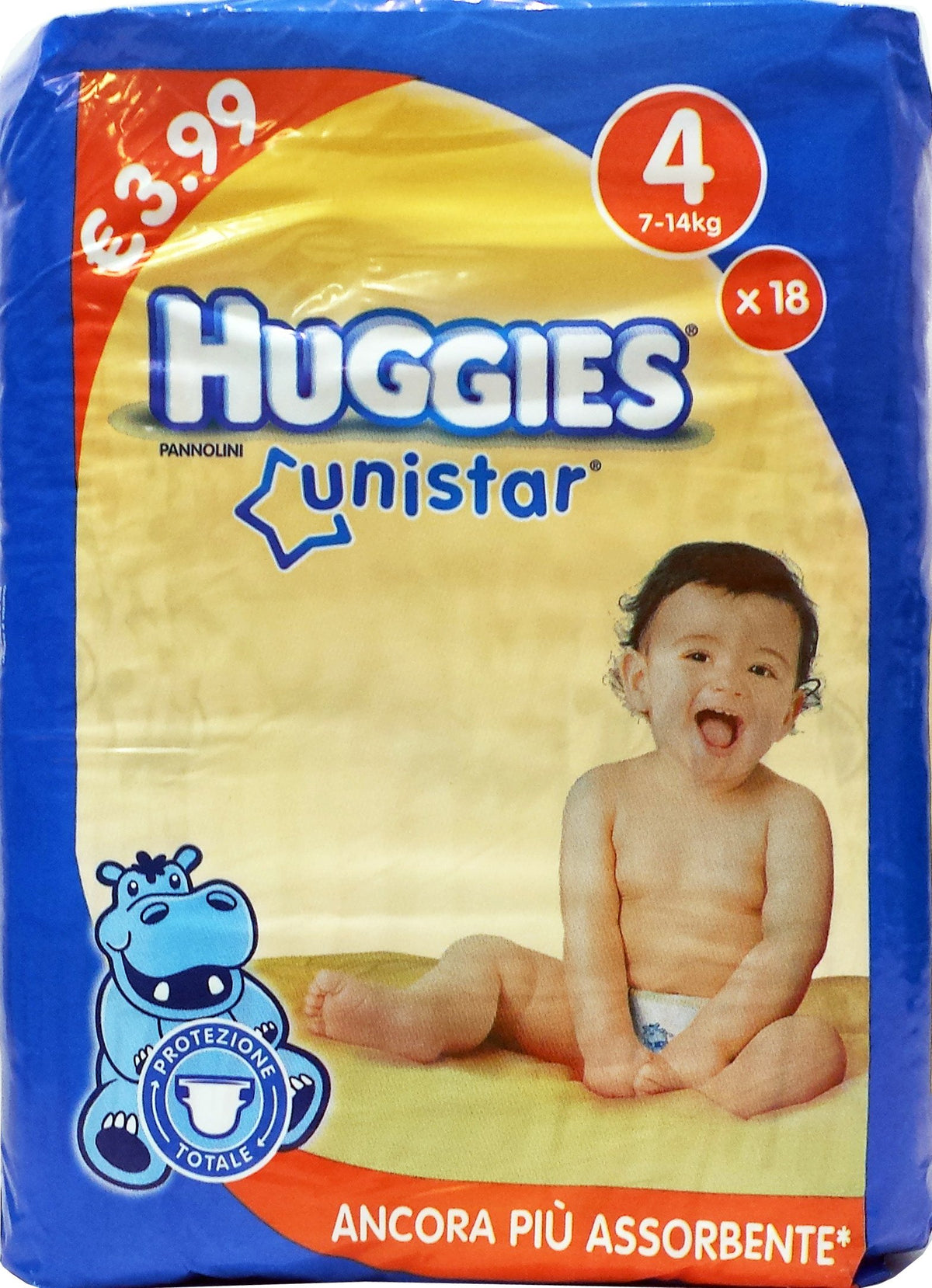 8 x HUGGIES Pannolini Bimbi Unistar Maxi Taglia 4 7-14kg 18 Pz
