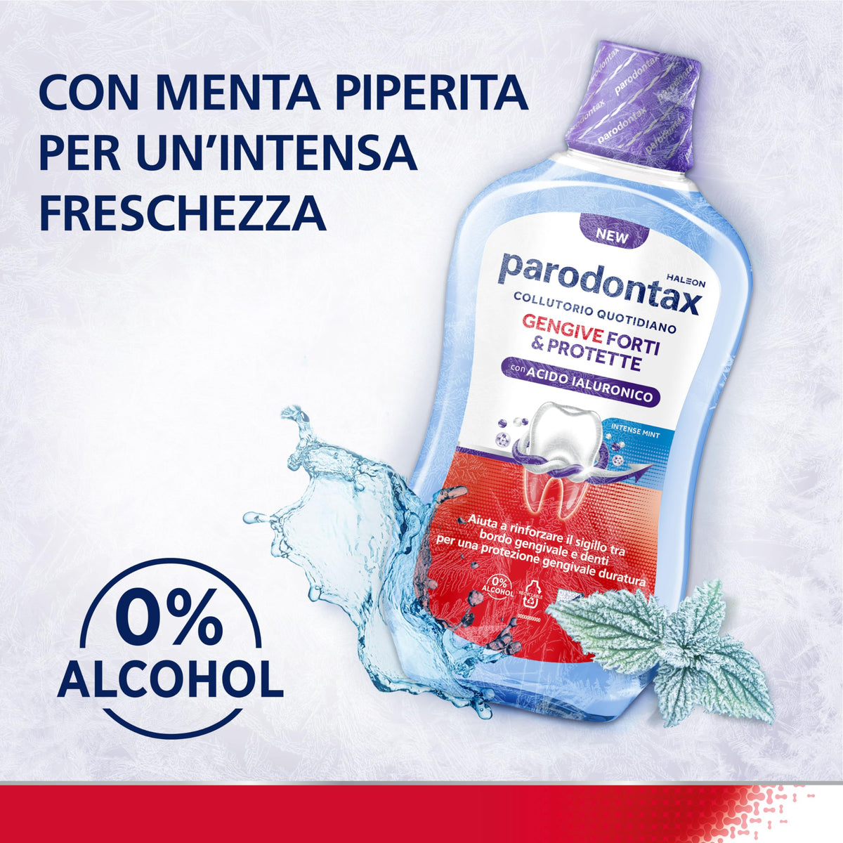 Parodontax Gengive Forti & Protette, Collutorio quotidiano con Acido Ialuronico, rinforza il sigillo tra bordo gengivale e dente per una protezione duratura* delle gengive, Intense Mint, 500ml