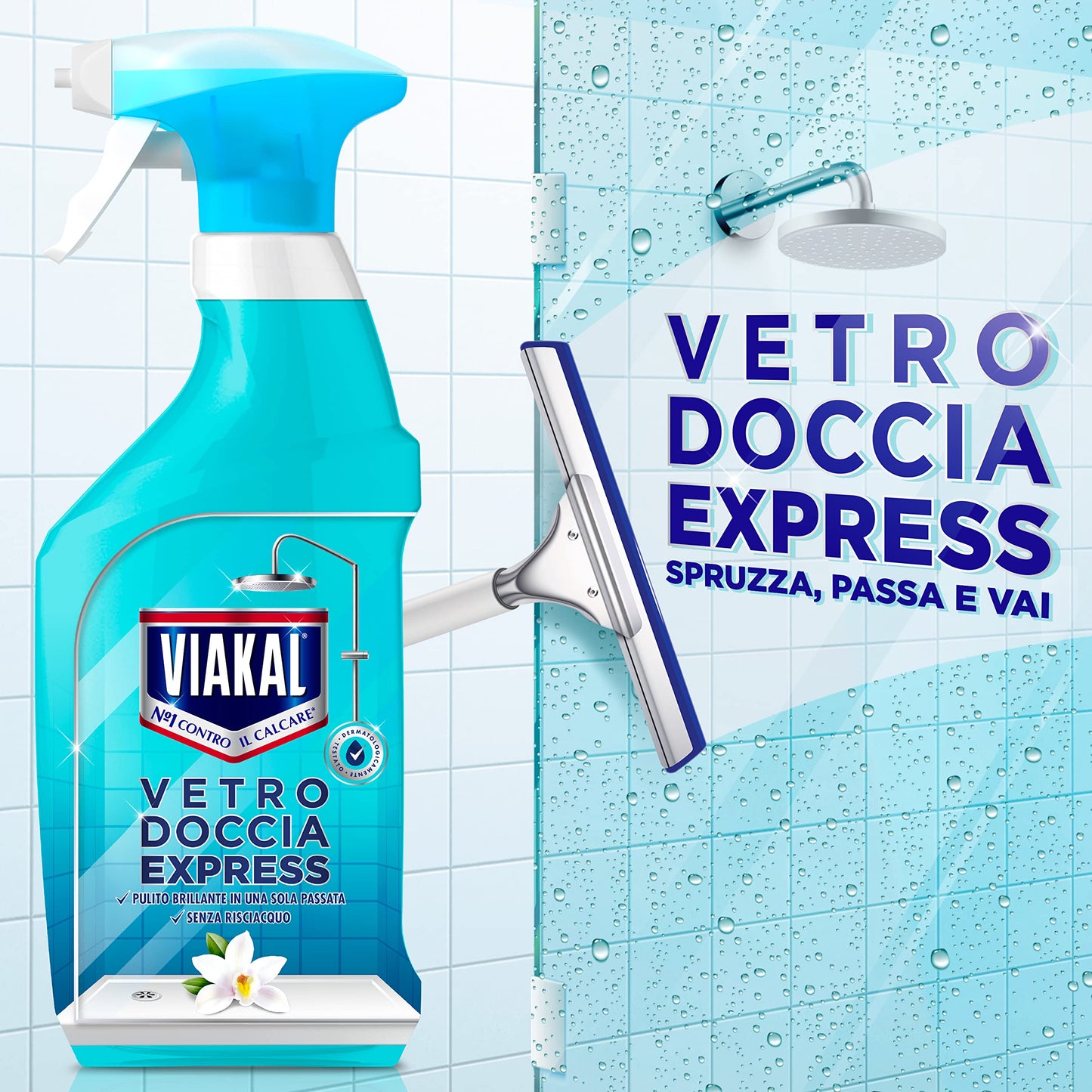 Viakal Anticalcare Detersivo Spray Doccia Senza Risciacquo, 10 x 500 ml, Rimozione del Calcare fino al 100%, Pulito brillante, Brillantezza che dura a lungo