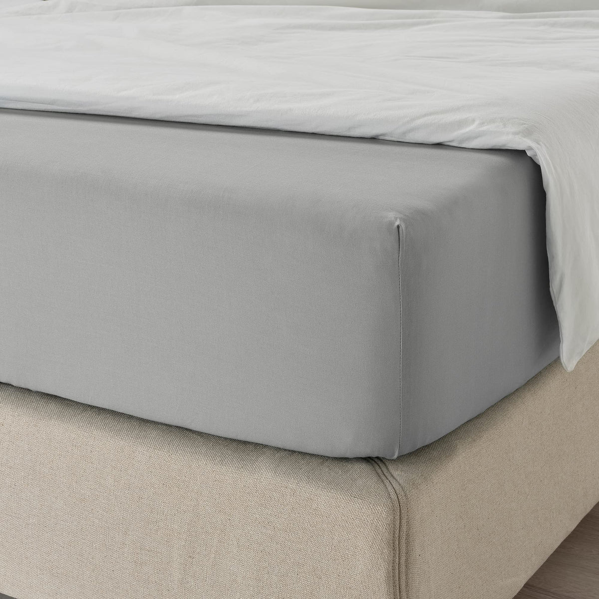 IKEA DVALA - Lenzuolo con angoli, 160 x 200 cm, grigio chiaro