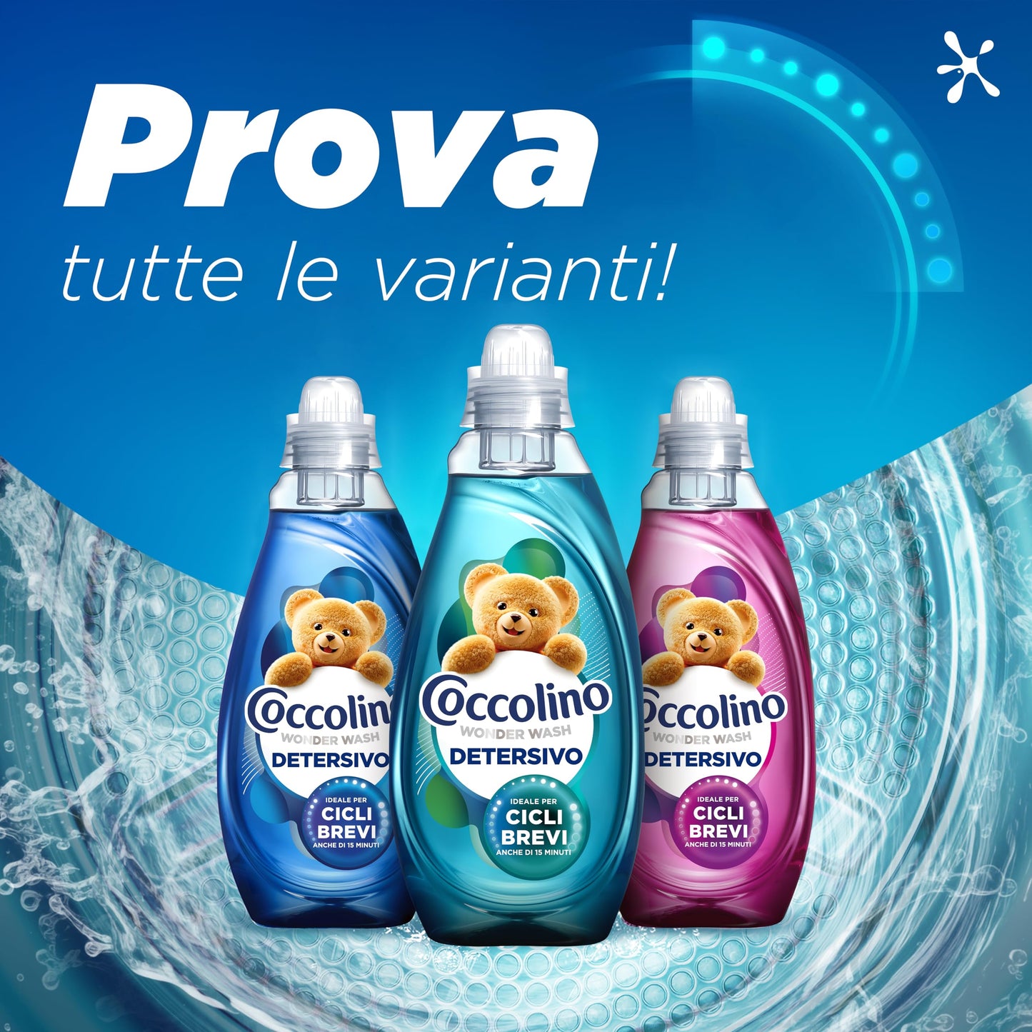 Coccolino Wonder Wash, Detersivo Lavatrice Liquido, Ultra Care, Efficace nei Cicli Brevi da 15 Minuti, Anche a Freddo, Protegge il Colore dei tuoi Capi, Pulizia Profonda, 37 Lavaggi, 1480ml
